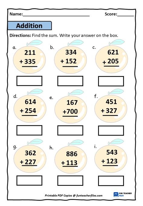 3 Digit Addition Worksheets Without Regrouping.